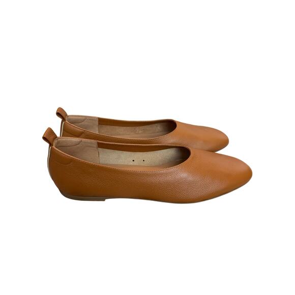 Everlane Day Glove Flats 10.5 Cognac Brown Italian Leather Minimal Ballet NIB